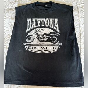 Vintage 1995 Daytona Bike Week Biker Motorcycle Graphic Cutoff Tee L